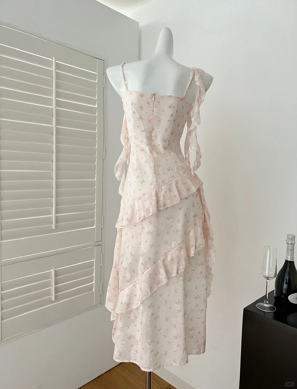 Vestido corto de fiesta de gasa con volantes, estampado y tirantes finos, corte A, para 17.º cumpleaños, GG4039