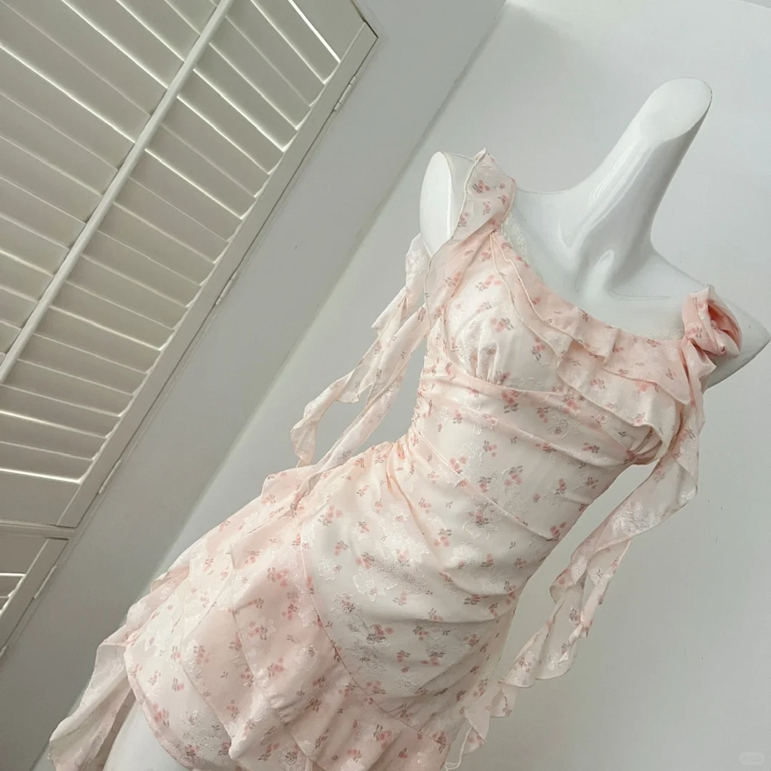 Vestido corto de fiesta de gasa con volantes, estampado y tirantes finos, corte A, para 17.º cumpleaños, GG4039