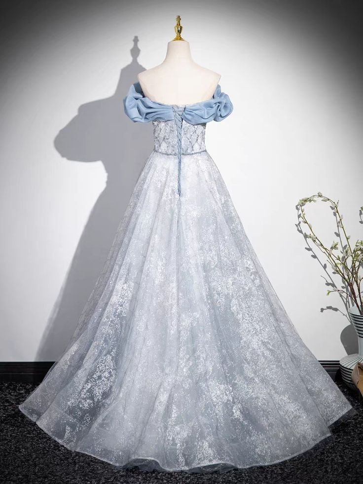 Vestido de fiesta largo de encaje con lentejuelas y hombros descubiertos, corte A, vestido de noche GG522