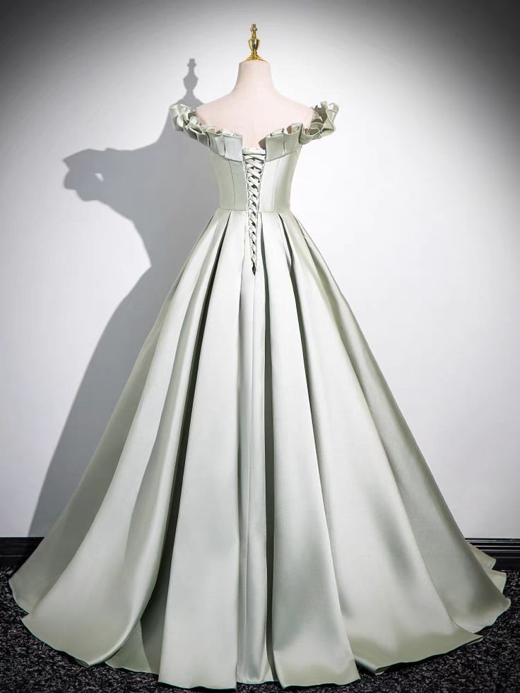 Vestido de fiesta largo de satén con hombros descubiertos y corte princesa, vestido de noche GG547