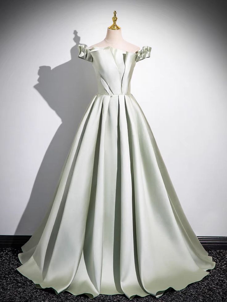 Vestido de fiesta largo de satén con hombros descubiertos y corte princesa, vestido de noche GG547