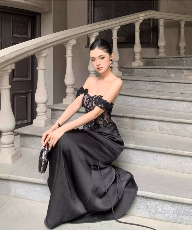 Khaki Elegant Sheath Off the Shoulder Sequin Lace Satin Prom Dress Evening Dress SH3761