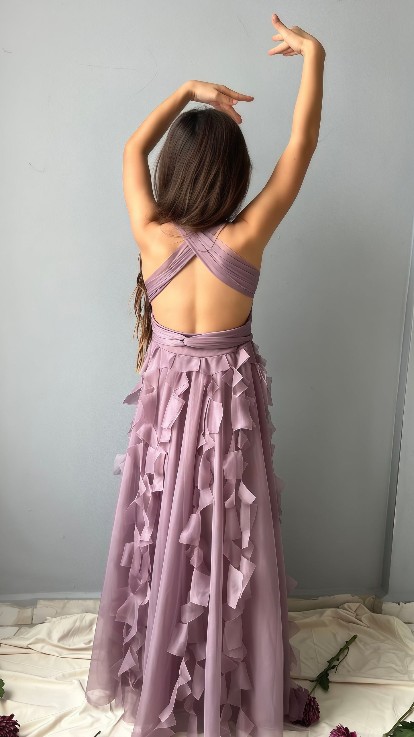 Hand Made Chiffon Ruffle Flower Girls Dresses,AST1654