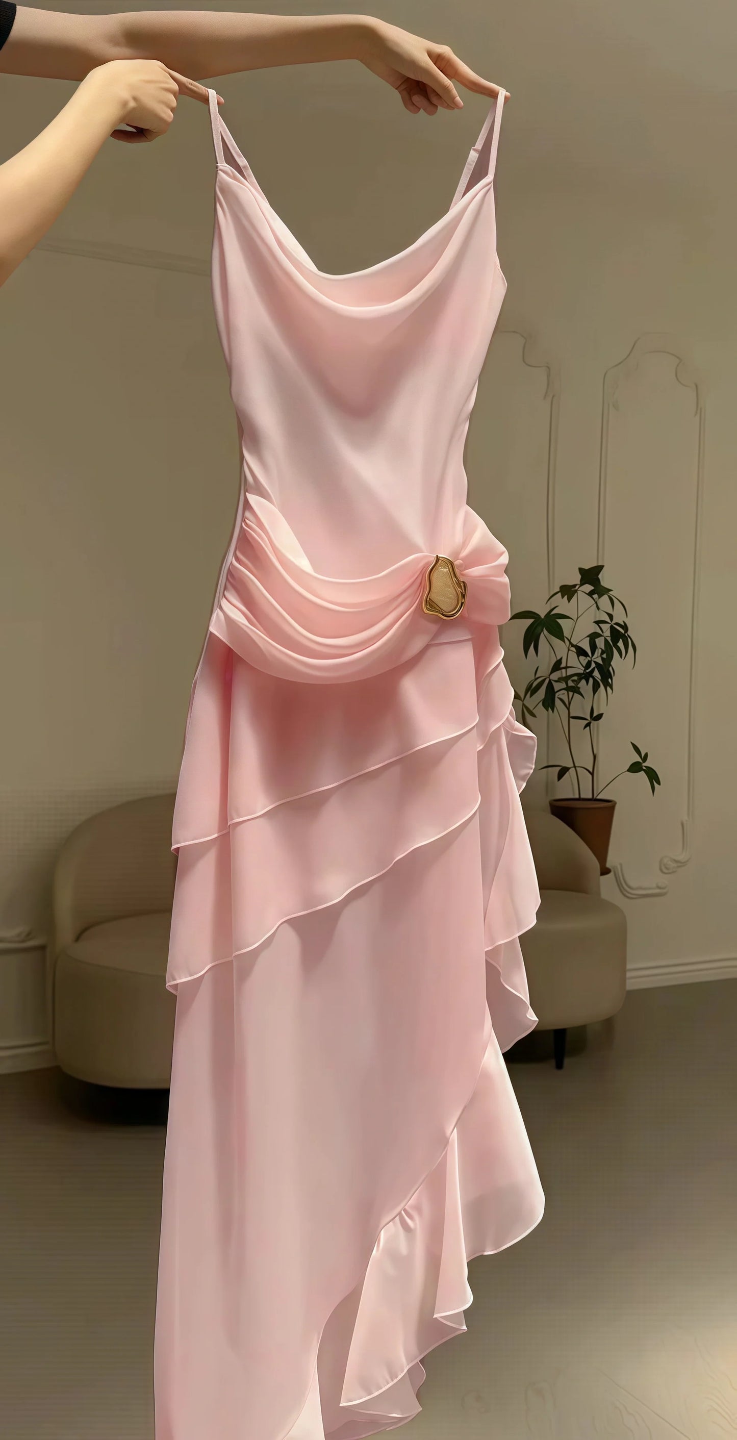 Ivory Chiffon Party Dress, Pleated Homecoming Dress,AST1757