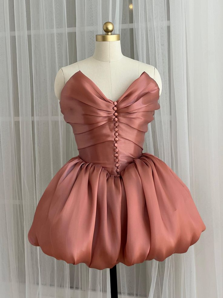 Cute Blush Pink V Neck Pleated Short A Line Cocktail Dress Homecoming Dress S762