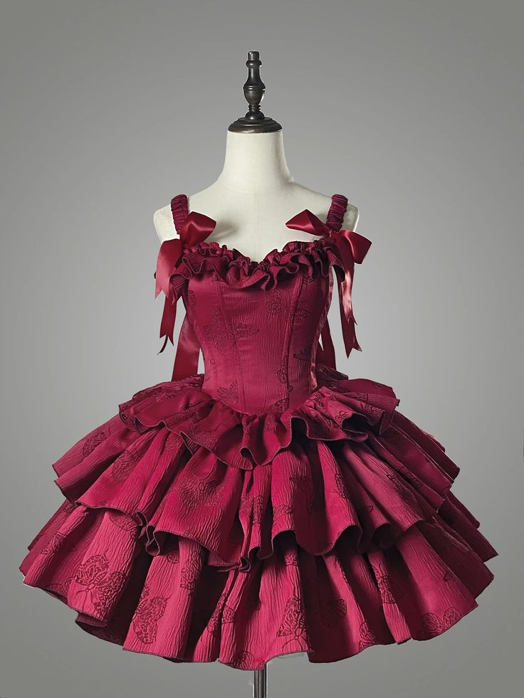 Sweet Satin Multi-Layered Print Floral A Line Homecoming Dress Red Spaghetti Straps Birthday Dress S448