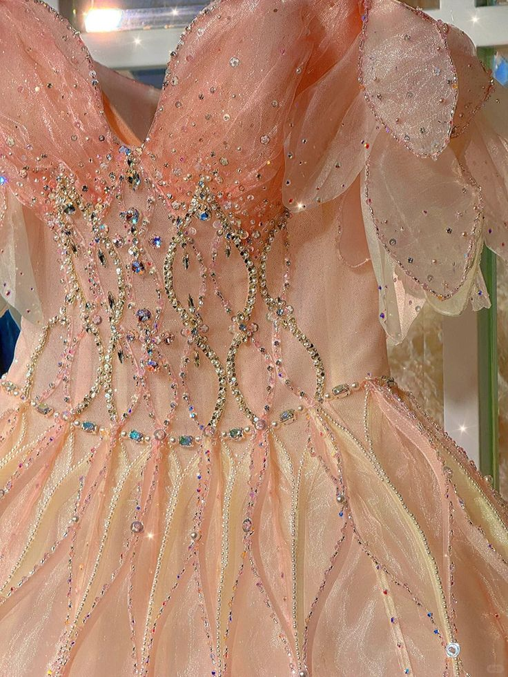 Glitter Pink Beaded Spaghetti Straps Princess 18th Birthday Dress Homecoming Dress S831
