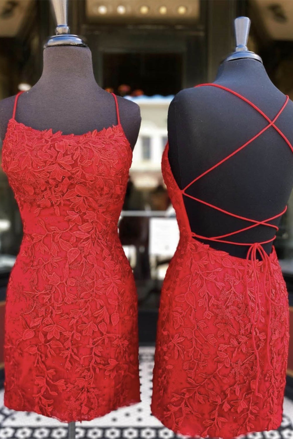 Vestido corto de encaje rojo para fiesta de graduación, vestidos de gala cortos, mini vestidos de fiesta