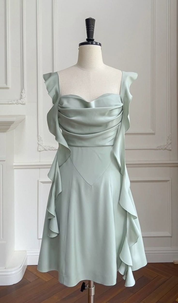 Mint Green Ruffle Homecoming Dresses Bodycon Party Dance Dress,AST1824