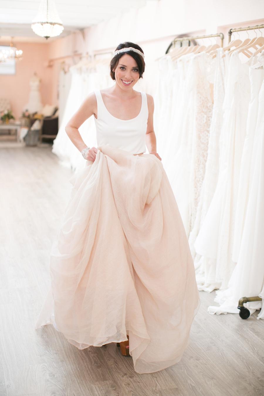 Vestido de novia largo de dos piezas, moderno, moderno, holgado, informal, con top corto