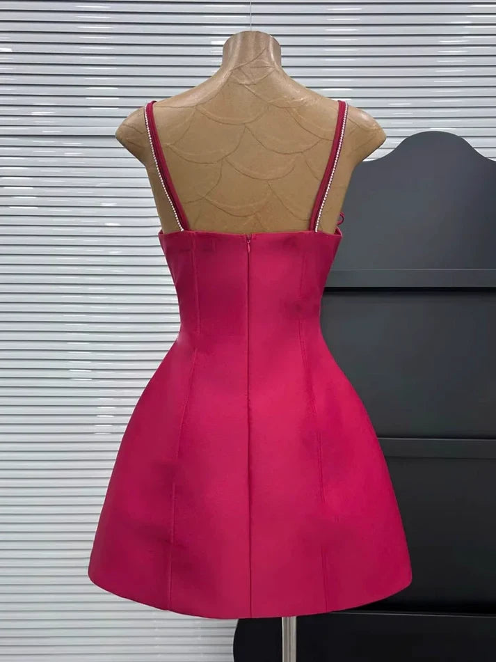 New Fashion Bow Design A-line Spaghetti Strap Party Dresses Homecoming Dresses, TP3809