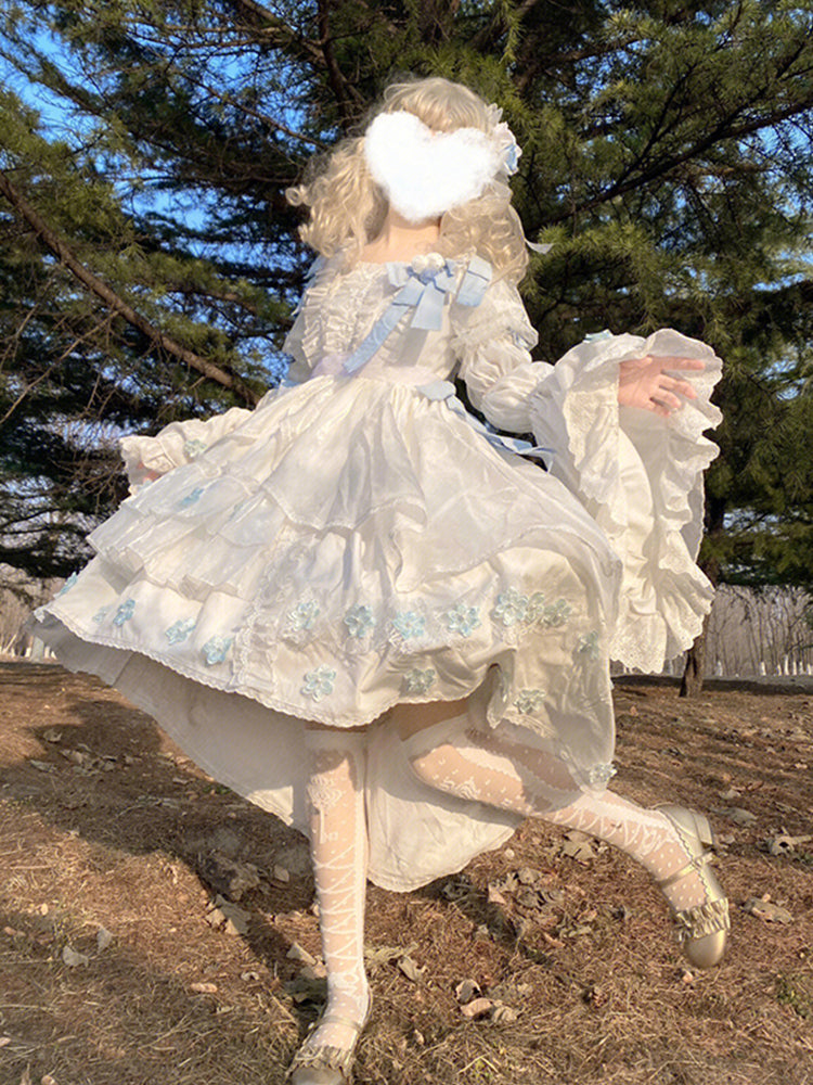 Vestido de fiesta vintage blanco con escote cuadrado, corte alto bajo y corto, para verano, para 18 cumpleaños, estilo lolita, W1209