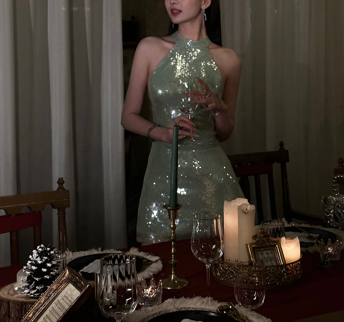 Mint Green Sequined Cocktail Dress Short Homecoming Dress Cocktail Dress Birthday Dress 11291