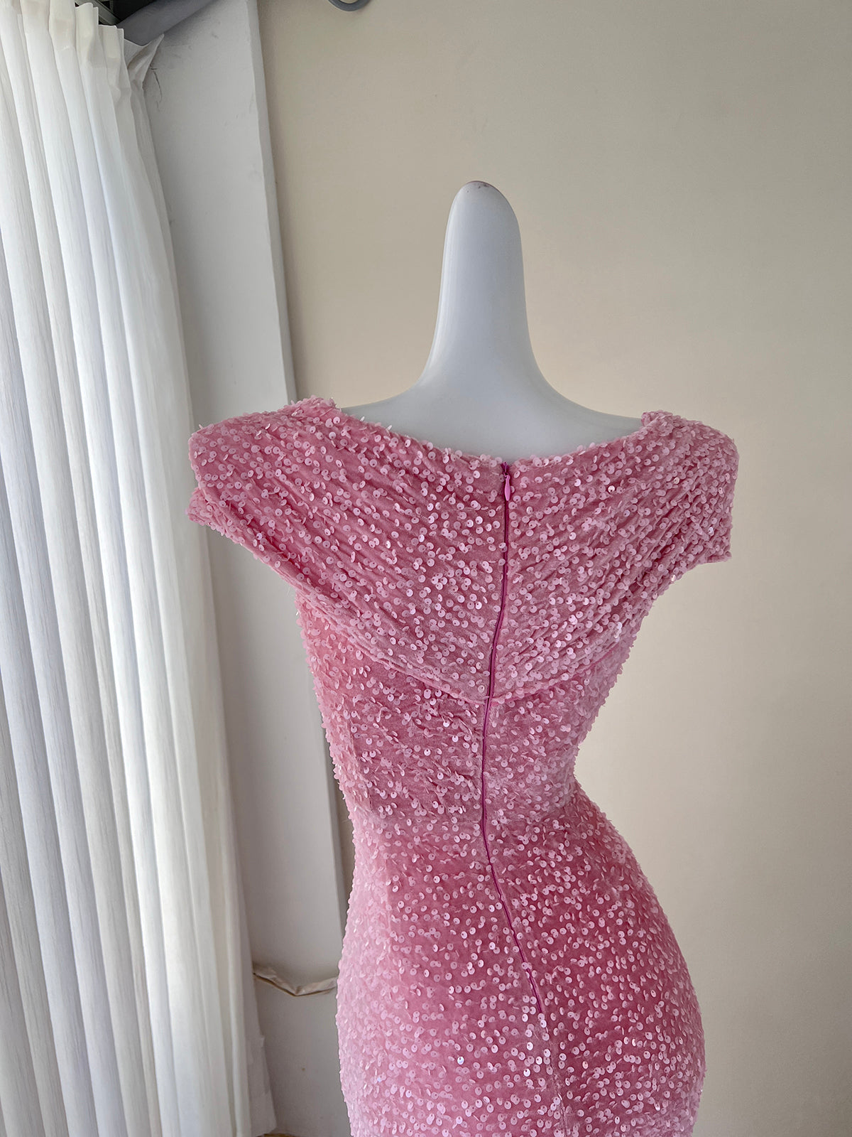 Vestido de sirena rosa dulce con lentejuelas para cumpleaños, vestido de princesa ED01075