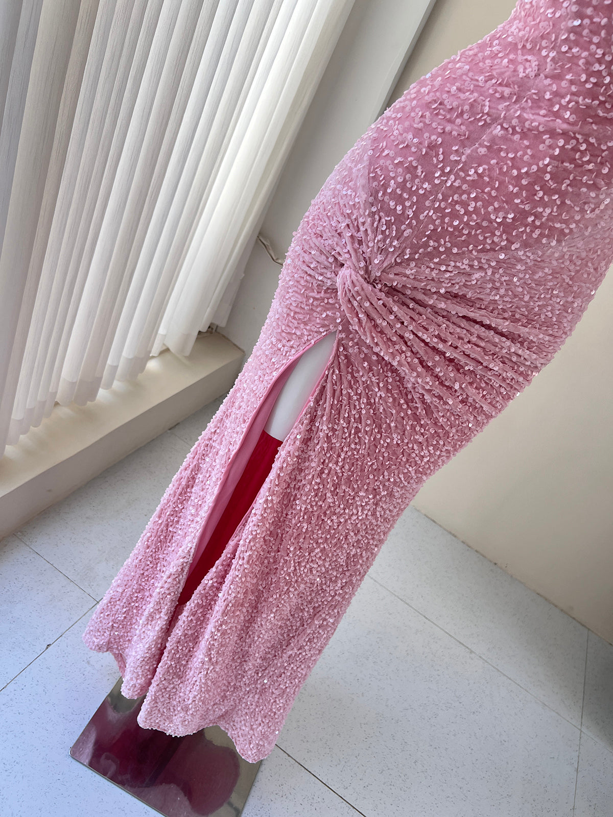 Vestido de sirena rosa dulce con lentejuelas para cumpleaños, vestido de princesa ED01075