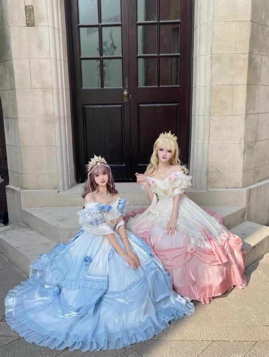 Vestido de fiesta vintage con hombros descubiertos y mangas cortas para primavera y verano, ideal para 16 cumpleaños, estilo lolita, para 18 cumpleaños, W1136