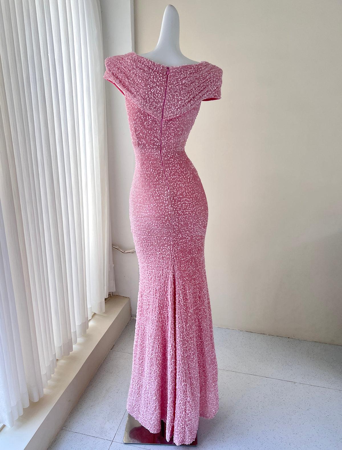 Vestido de sirena rosa dulce con lentejuelas para cumpleaños, vestido de princesa ED01075