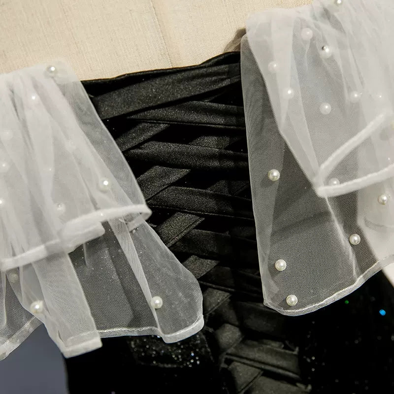 Off the Shoulder Mermaid Black Prom Dresses Sexy Evening Dress SH092