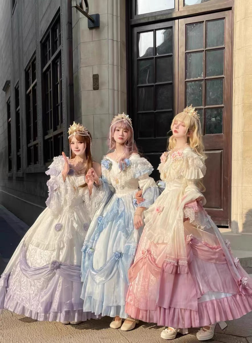 Vestido de fiesta vintage con hombros descubiertos y mangas cortas para primavera y verano, ideal para 16 cumpleaños, estilo lolita, para 18 cumpleaños, W1136