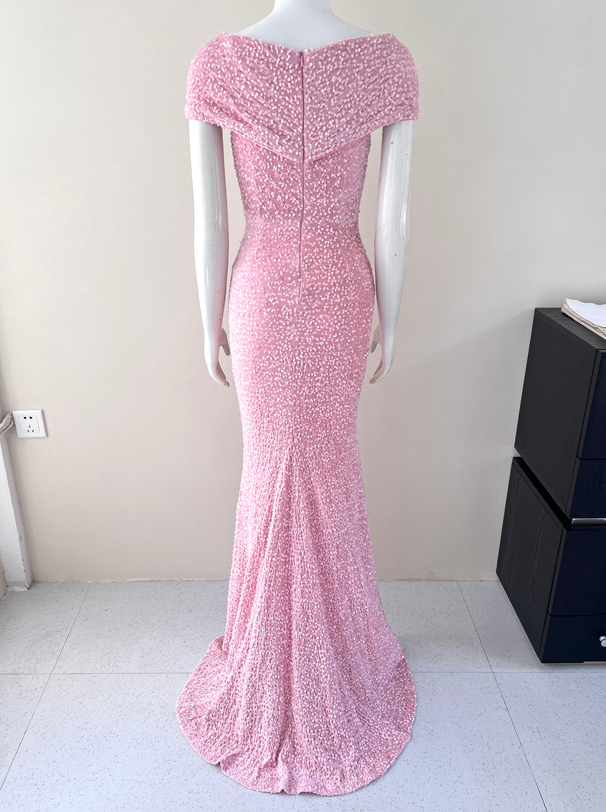 Vestido de sirena rosa dulce con lentejuelas para cumpleaños, vestido de princesa ED01075