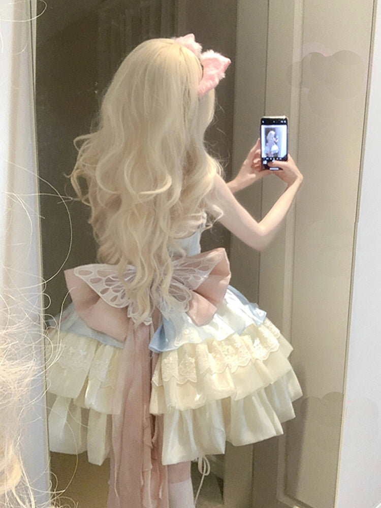 Vestido de fiesta vintage con cuello halter y encaje, minivestido de verano para 18 cumpleaños, vestido lolita, atuendos de cumpleaños W1247