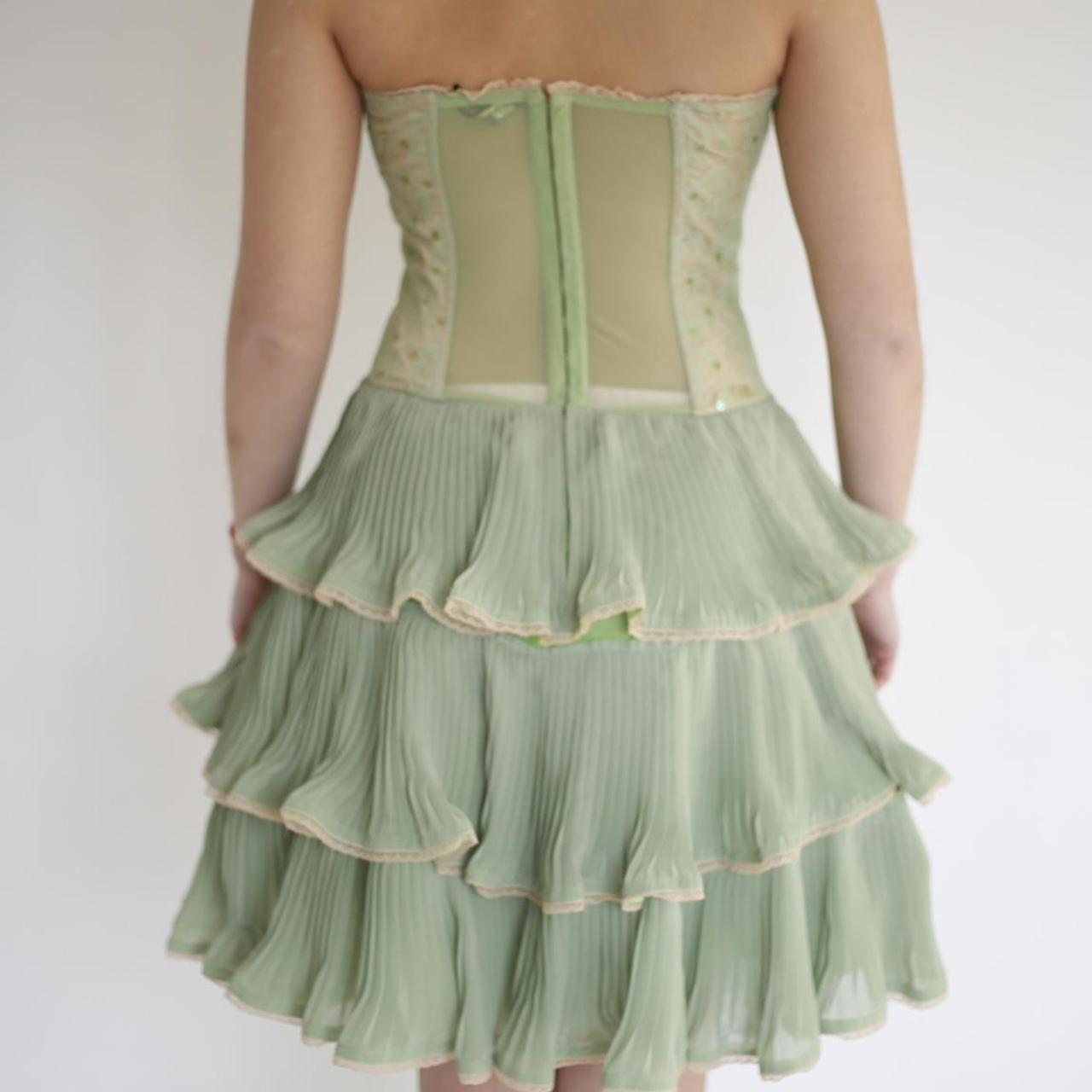 Green pink sweet spaghetti strap layered short lace tulle homecoming dress prom dress evening dress birthday party dress gh3463