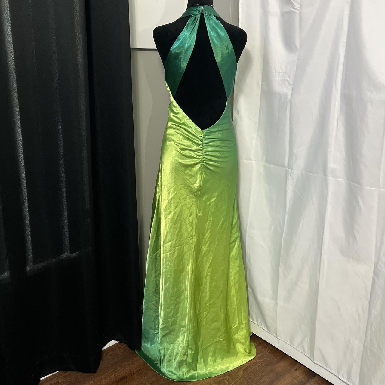 Green Retro Fashion Gradient V-Neck Dress Fairy Long Satin Prom Dress Evening Dress Party Dress Prom Dress gh3627