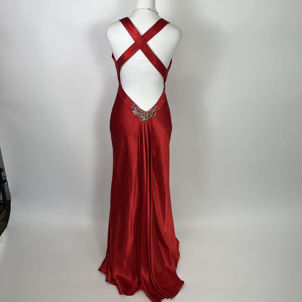 Red beautiful elegant fashion exquisite beaded spaghetti straps long satin slit prom dress ball gown evening dress party dress gh3542