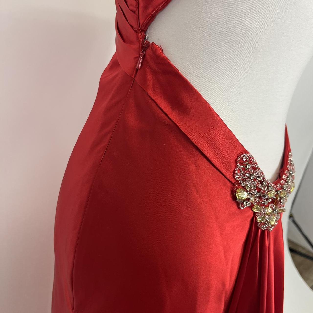 Red beautiful elegant fashion exquisite beaded spaghetti straps long satin slit prom dress ball gown evening dress party dress gh3542
