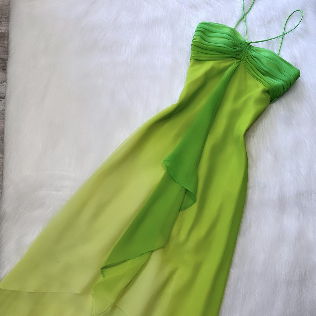 Green Fashion gradient Elegant Fairy Refreshing Long Chiffon Ball Dress Evening Dress Seaside Vacation Birthday Party Dress Ball Dress gh3757