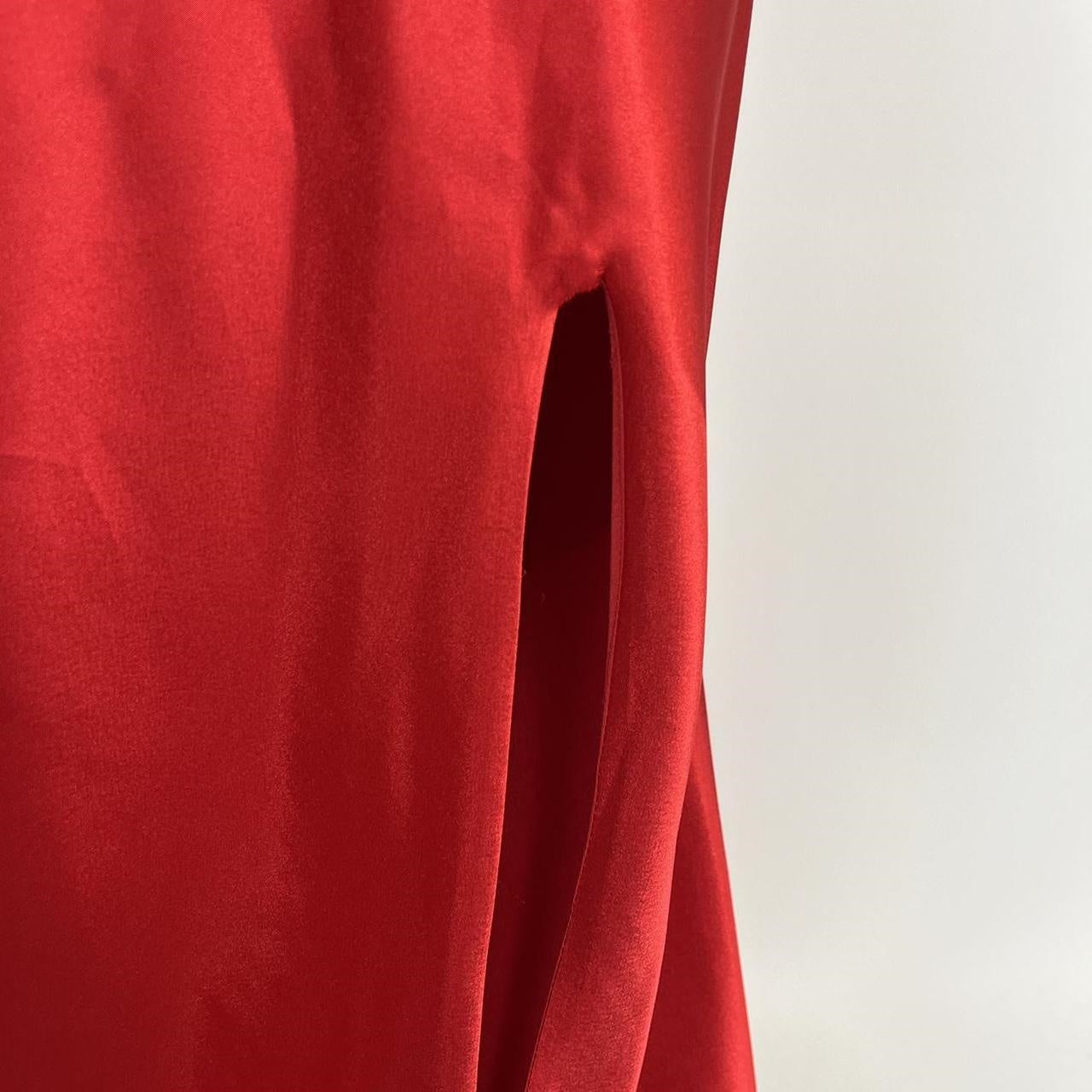 Red beautiful elegant fashion exquisite beaded spaghetti straps long satin slit prom dress ball gown evening dress party dress gh3542