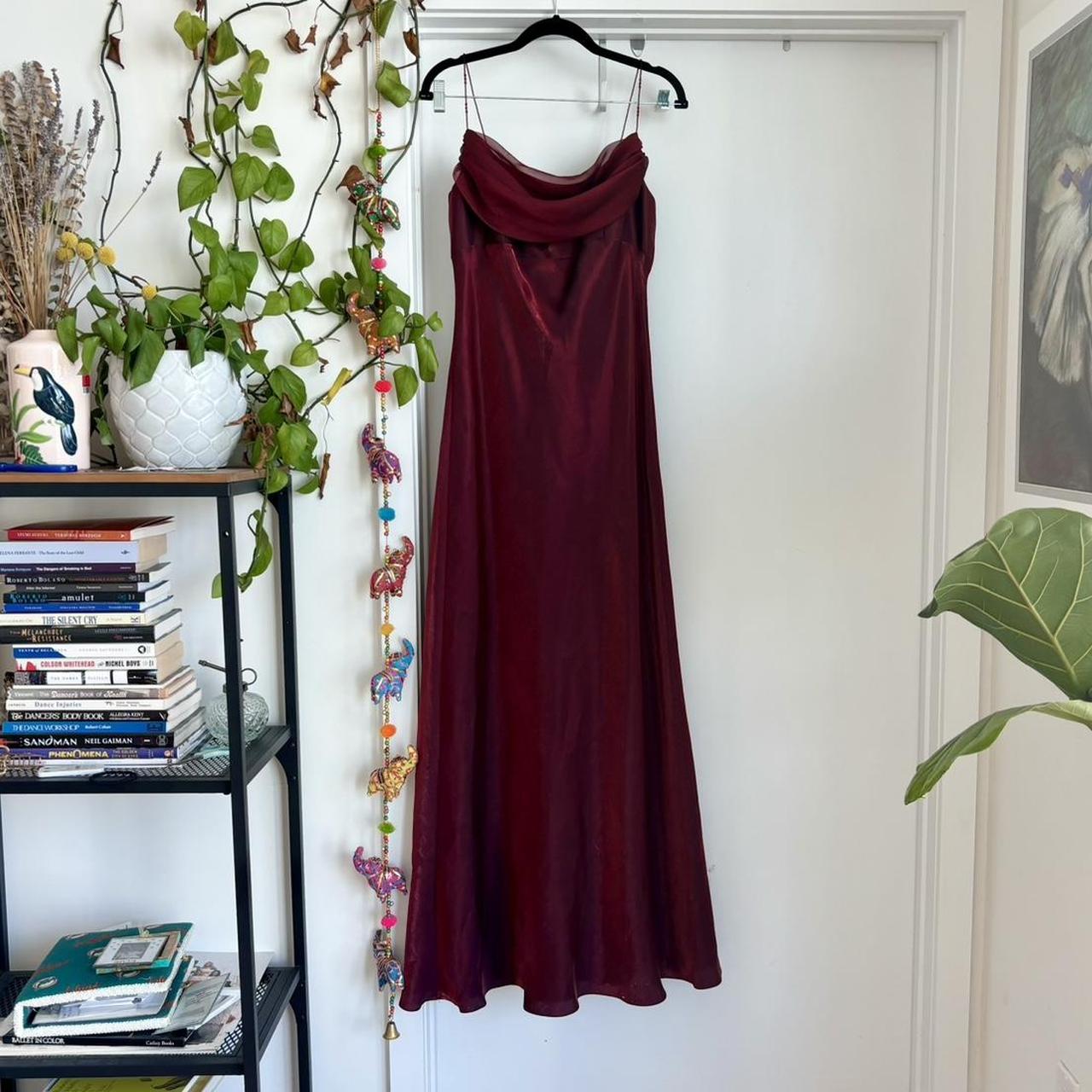 Burgundy vintage elegant a-line spaghetti strap sleeveless long formal floor-length ball gown prom dress evening gown party dress gh2972