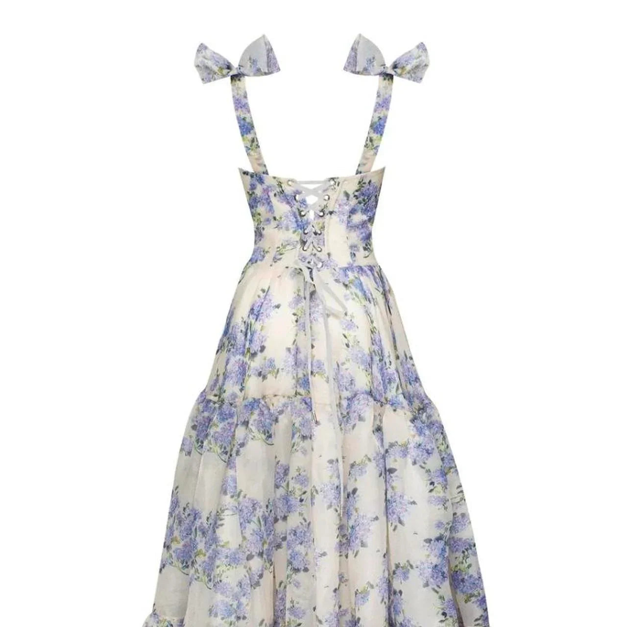 Blue white beautiful charming floral print sweetheart neckline A-line long chiffon ball gown evening dress wedding holiday party dress gh1790