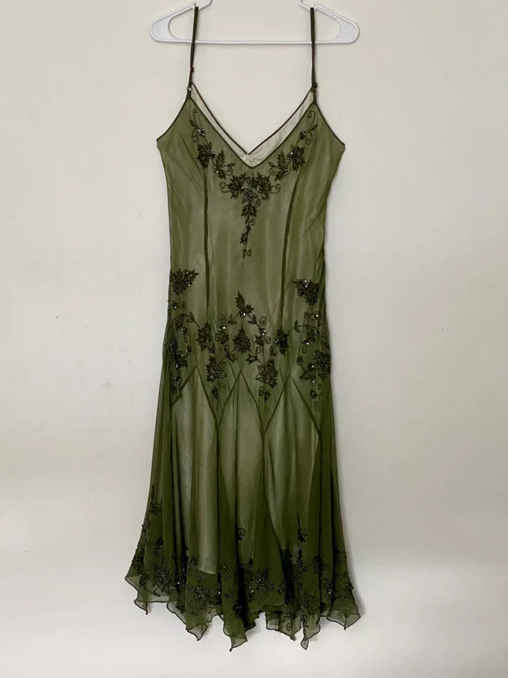 Vintage Beaded Embroidery V-neck Mermaid Prom Dress Party Dress Evening Dress TP4502