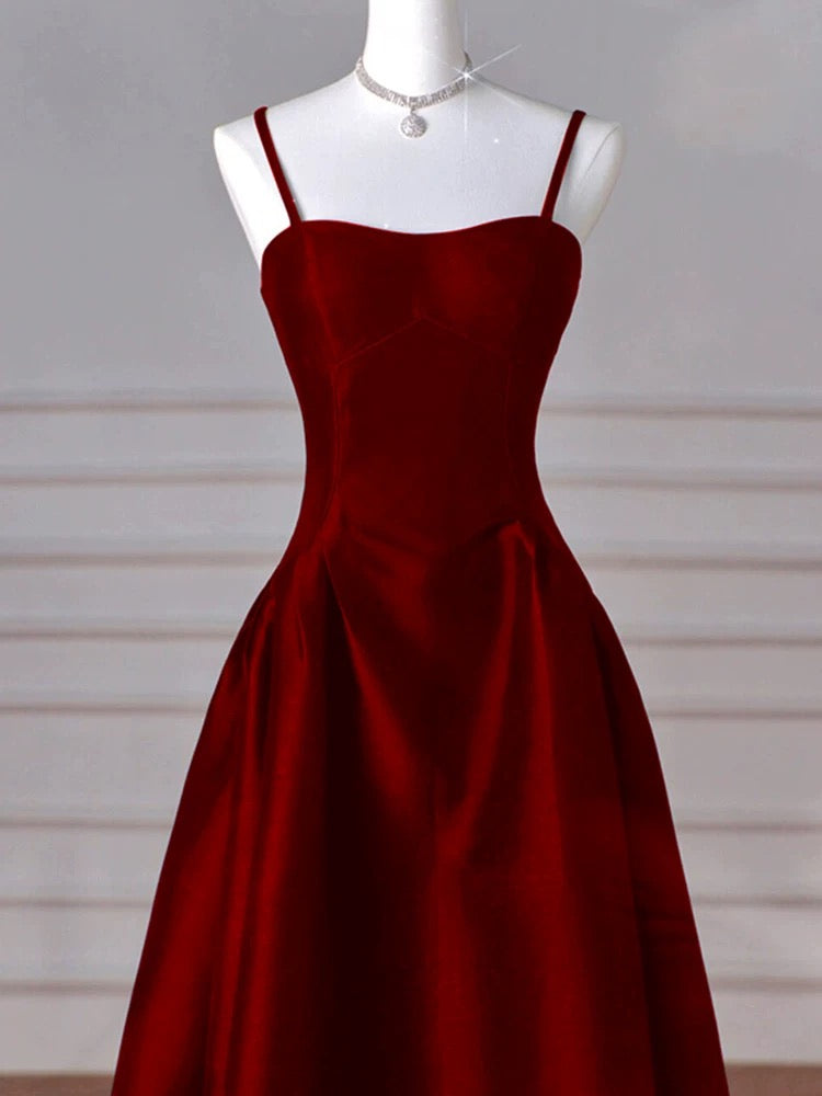 Vestido largo formal con tirantes de satén azul marino para mujer