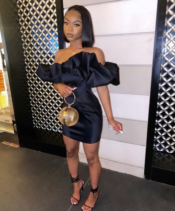 Vestido Hoco para niña negra, vestido corto de cóctel y fiesta de graduación, atuendo para 16 cumpleaños