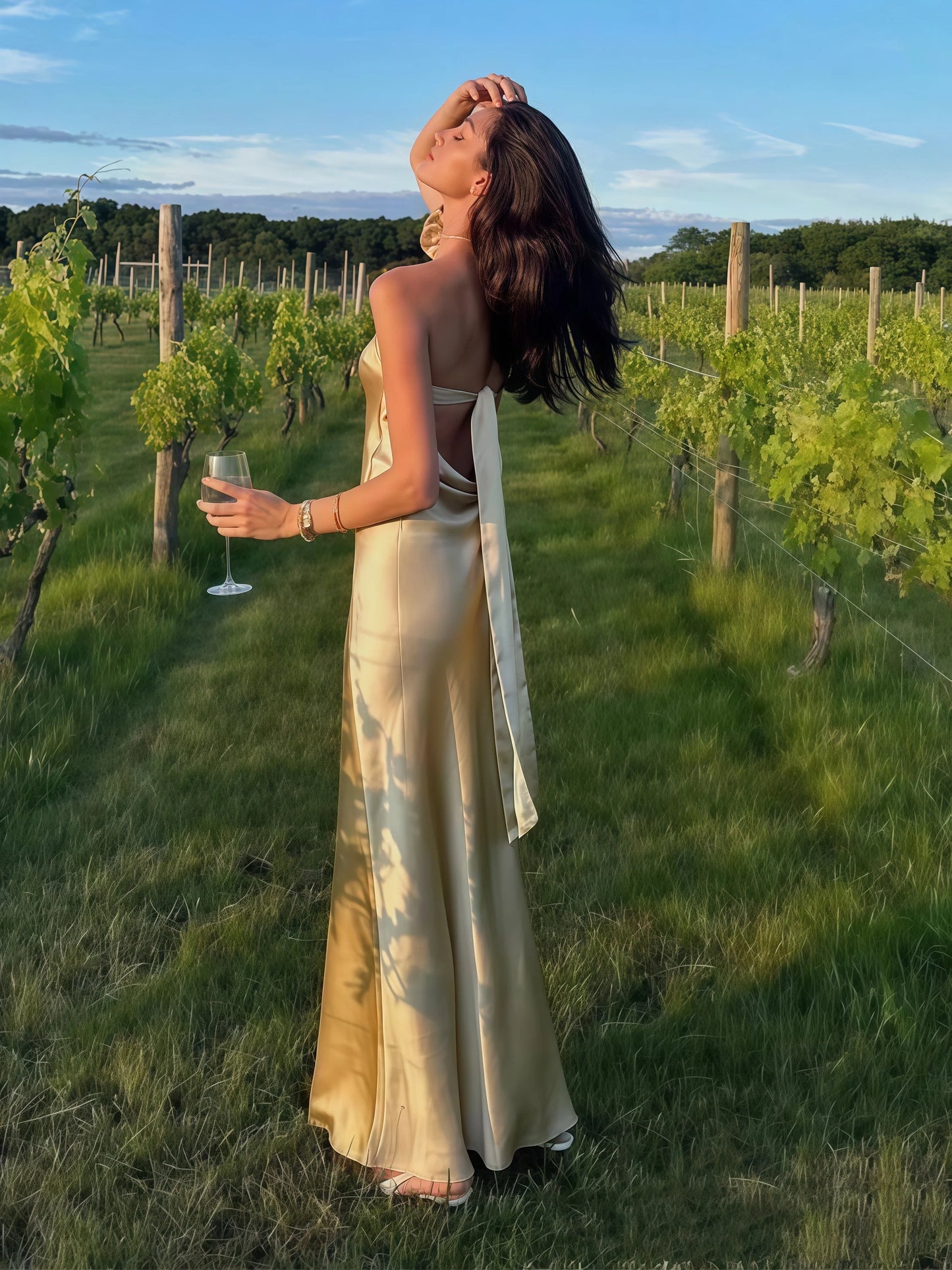 Pastel Yellow Sheath Long Prom Dress, Satin Backless Evening Dress, AST1748