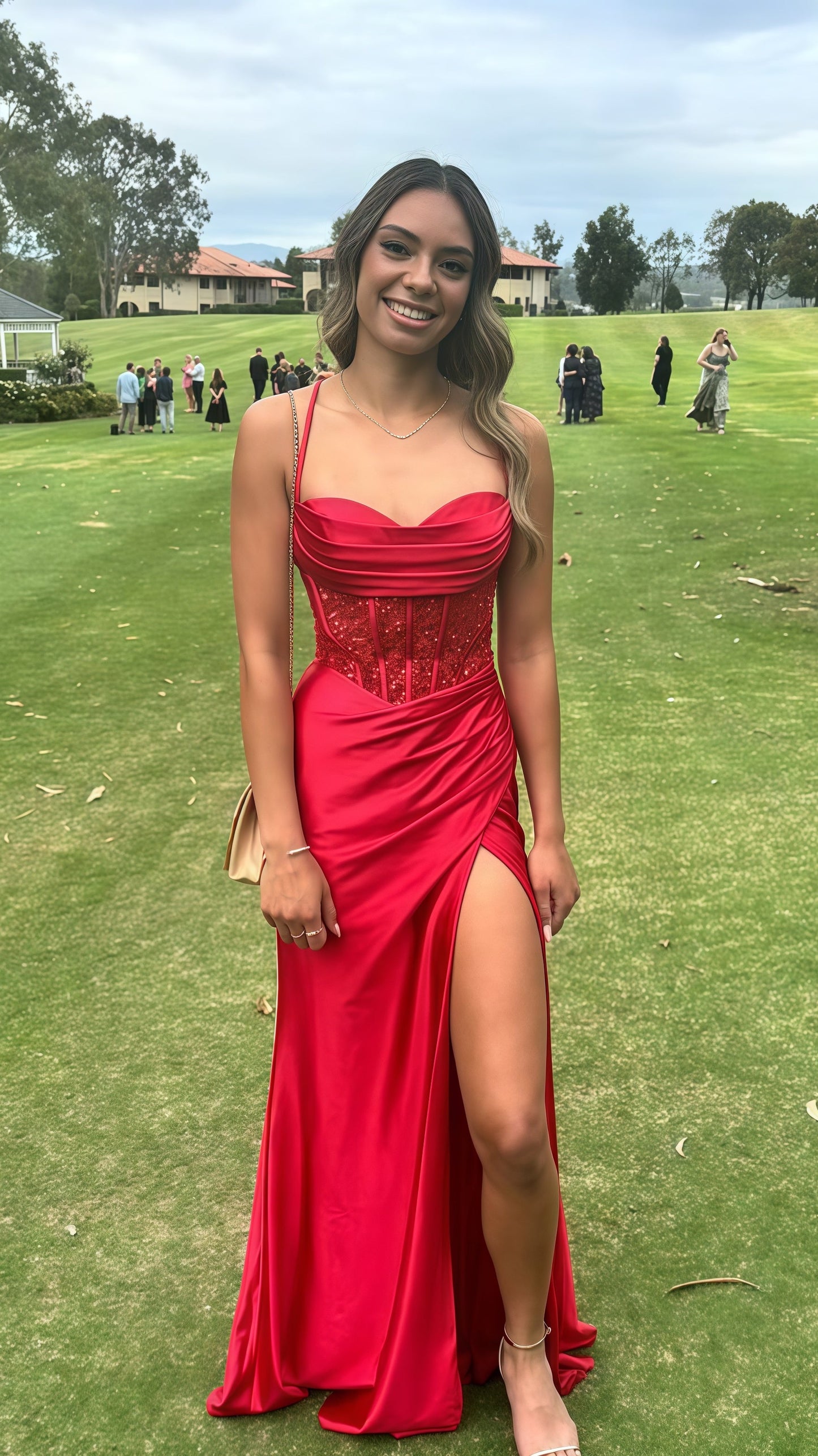 Pastel Yellow Sheath Prom Dress, Split Celebrity Dress,AST1685