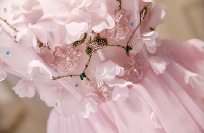 Charming Pink 3D Flowers Design Elegant Mesh Sleeveless Strapless Homecoming Dress TP3482