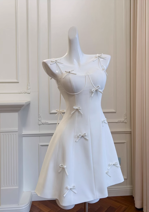 New Fashion Bow Design A-line Spaghetti Strap Party Dresses Homecoming Dresses, TP3809