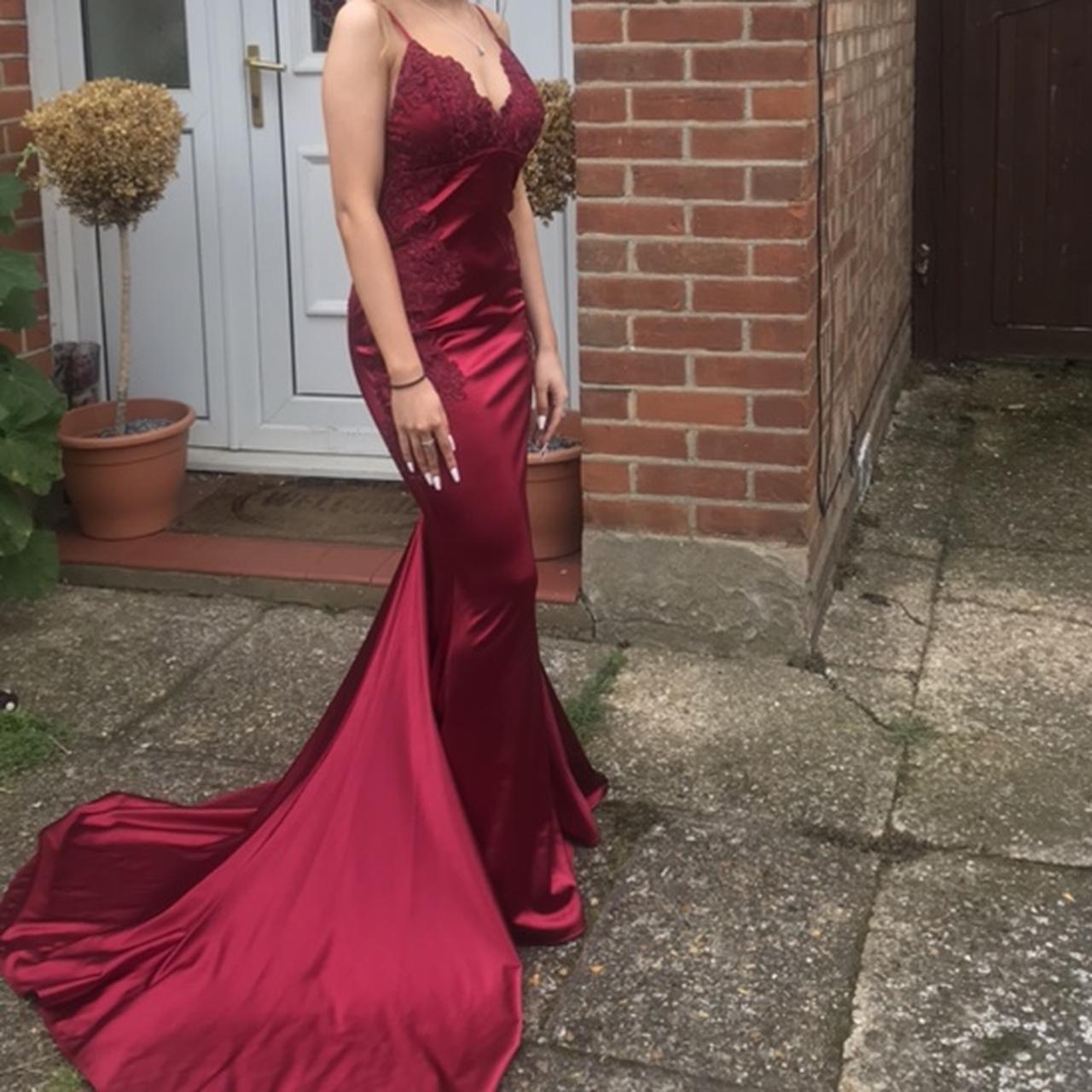 mermaid burgundy prom dress formal dress cg24076
