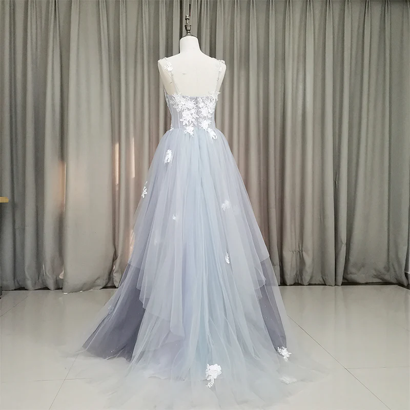 Fashionable Grey Tulle Sweetheart Straps Long Party Dress, Sweet 16 Dress gh352