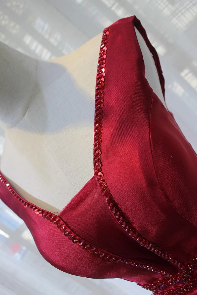 Beautiful Dark Red Satin V-Neckline Party Dress, Charming Short Homecoming Dress gh531