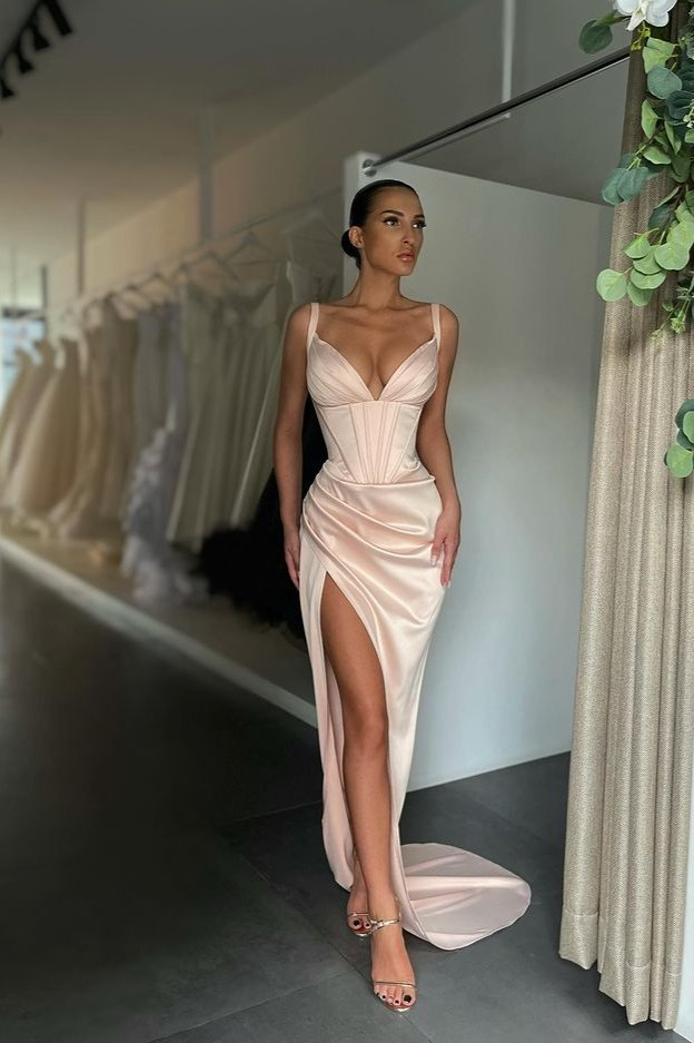 V-Neck Split Prom Dress Sleeveless gh645