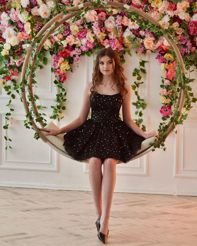 Cute Starry Homecoming Dresses Black Homecoming Prom Dresses gh1673