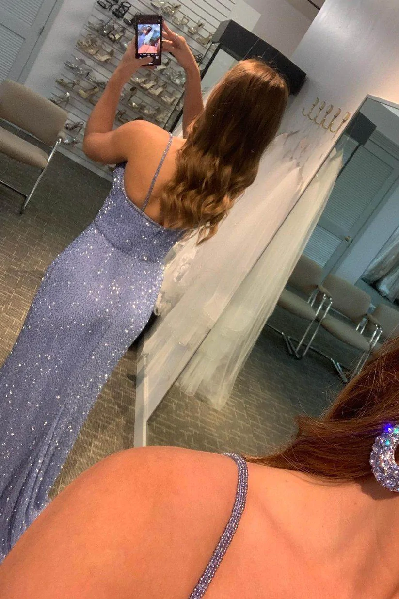 Beaded Purple Mermaid Long Formal Dress gh1798