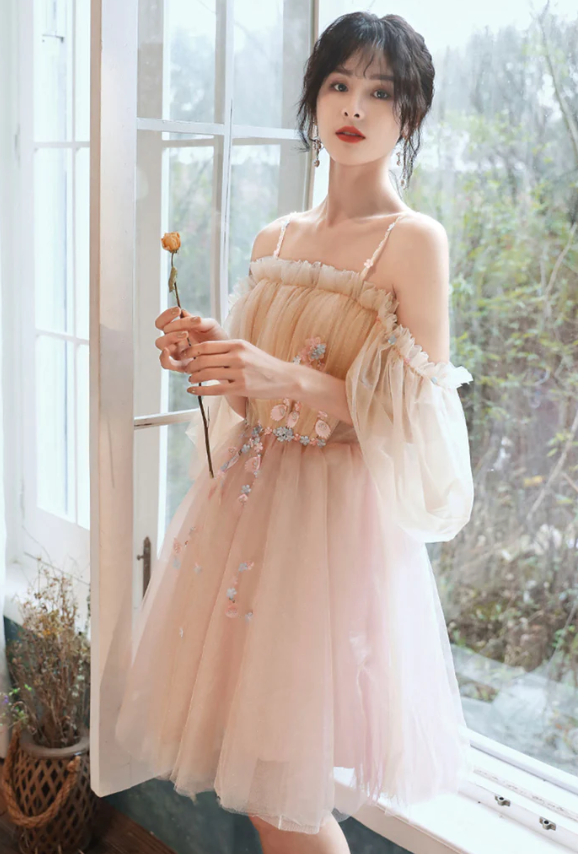 Cute tulle applique short prom dress homecoming dress fg1084