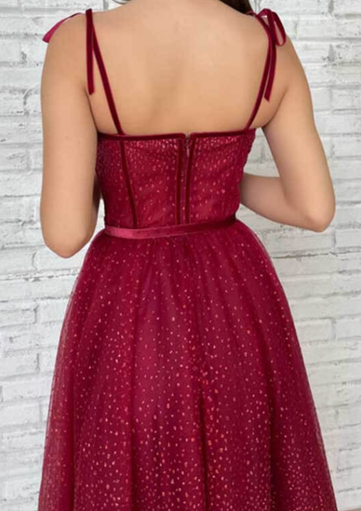 Sparkly Tulle Sweetheart Tea Length Short Prom Dress, Homecoming Dress fg1557