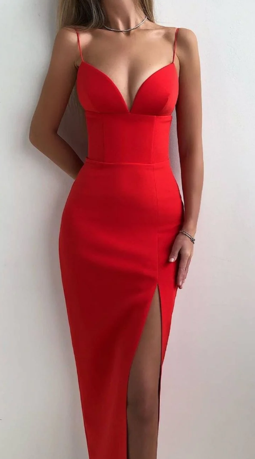 Spaghetti Straps Black /Royal Blue /Pink /White/ Red Simple Prom Dress fg1080