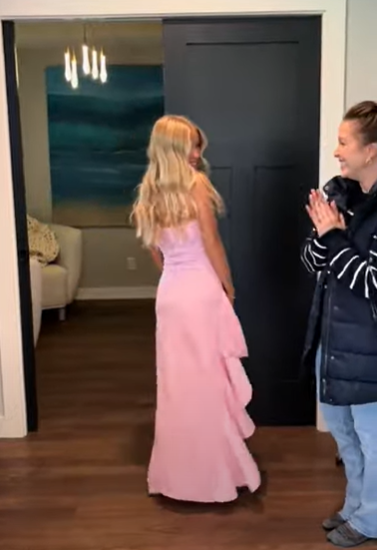 Vestidos de fiesta rosas con aberturas, vestidos formales de graduación largos